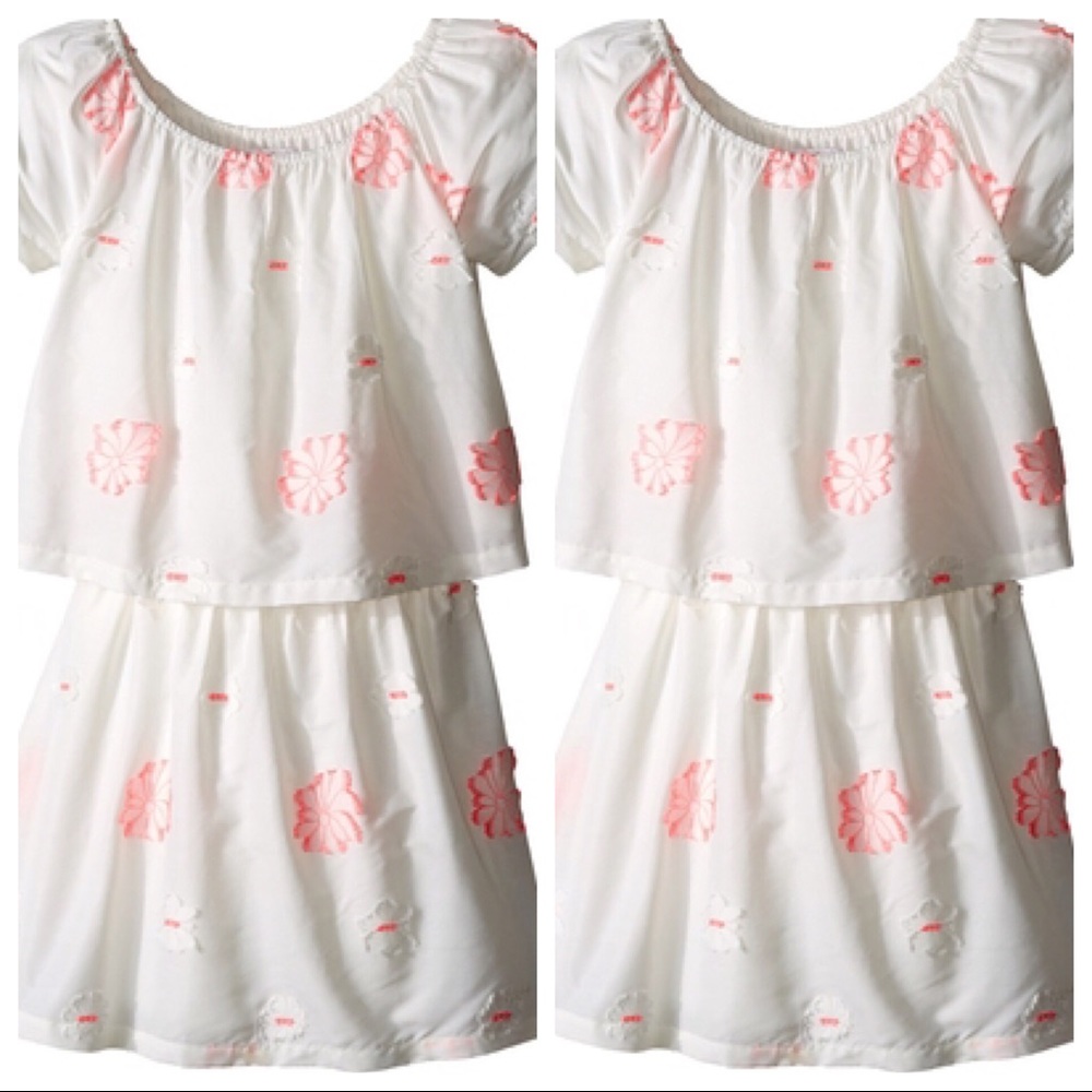 { Chloe } Girls White Pink Embroider Stitch Dress - Picture 2 of 8